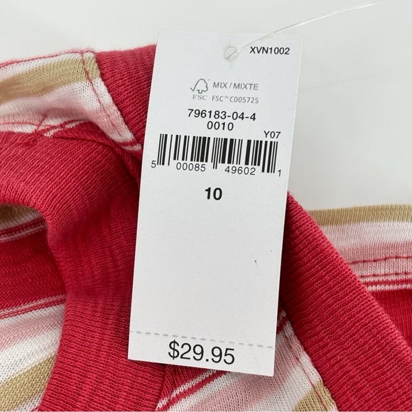 GAP Teen NWT Red, Pink, Tan, and White Striped Organic Cotton Tank Top, 10 - Picture 12 of 13